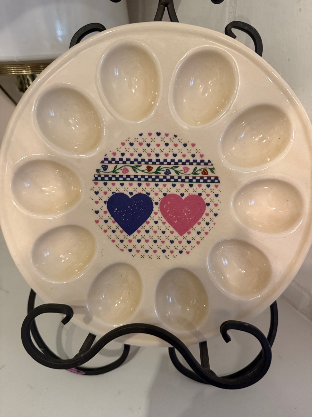 Vintage cottagecore Heart Deviled Egg Plate Country Kitchen Serving Tray